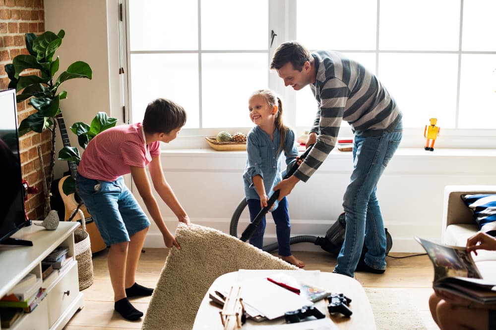 house clean with kids