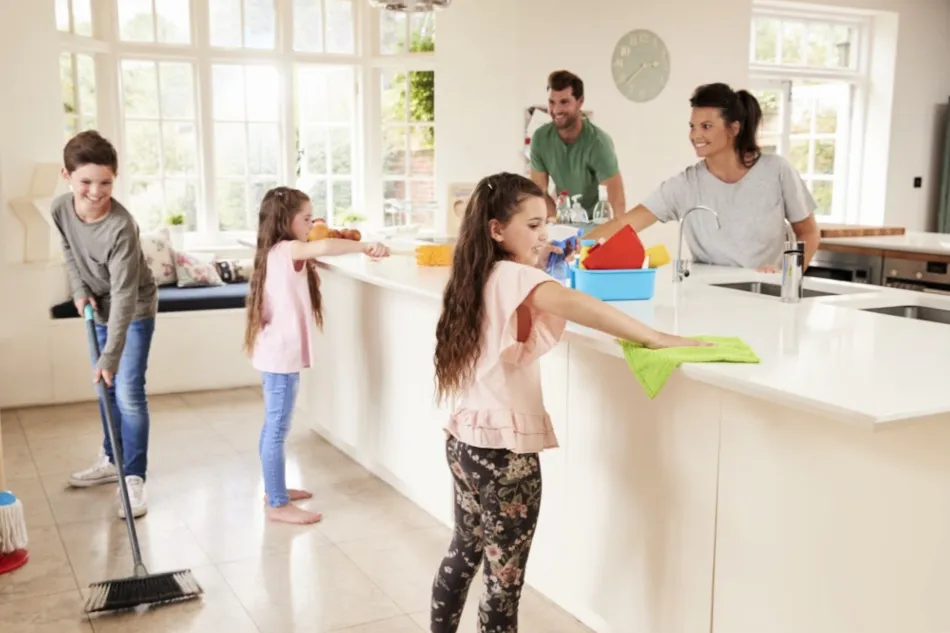 house clean with kids